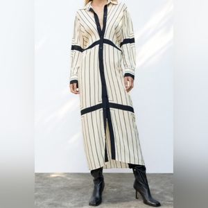 NWT ZARA STRIPED SHIRT MAXI DRESS